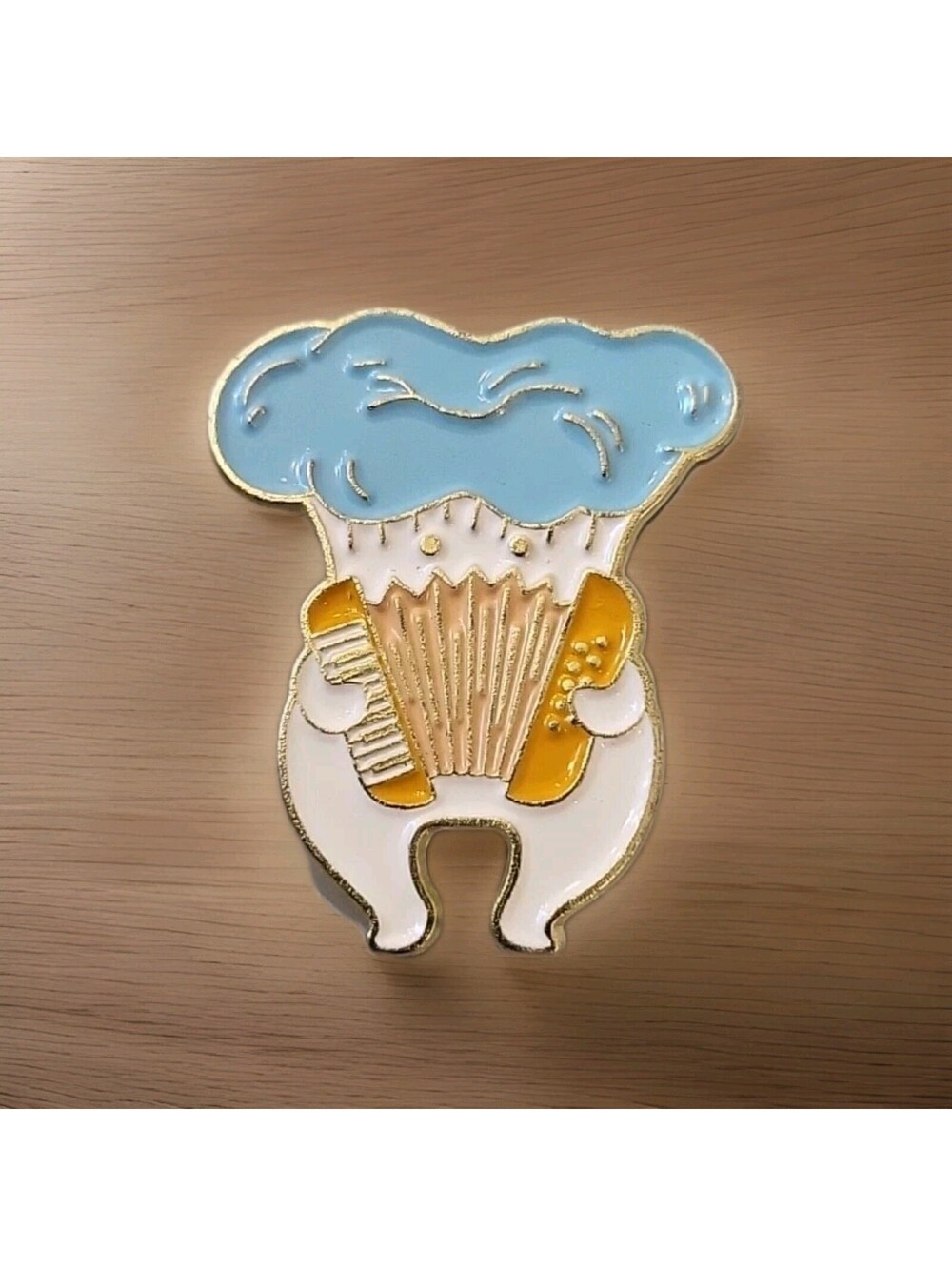 Vintage Antique Pin Brooch Jewelry Excellent Mushroom Playing Accordion Q43